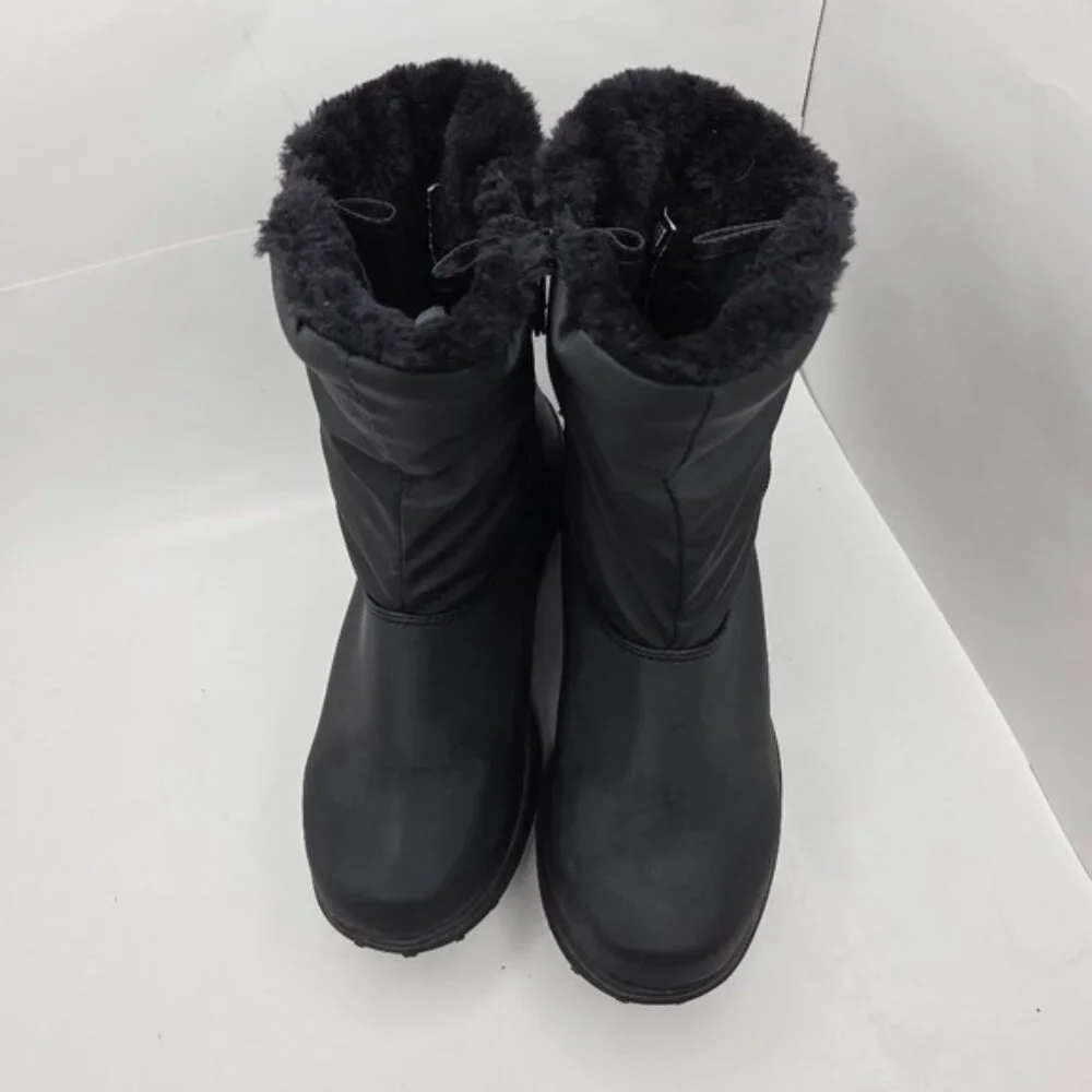 Totes Sim Black Faux Fur Lined Waterproof Winter Snow Boots Women's Size 6